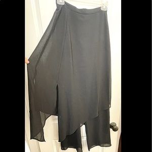 NWT J.B.S. LTD Black Chiffon Pants Asymmetrical Overlaying Skirt Size S 6